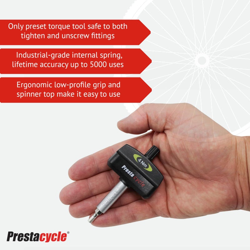 Prestacycle Mini TorqKey â€“ 3Nm Preset Torque Tool with 6 S2 Steel Bits & Holder â€“ Accurate, Compact, Unscrew-Safe â€“ For Bike Maintenance, Torque Wrench for Pre-set Hex, Torx, Phillips Bolts - Image 3